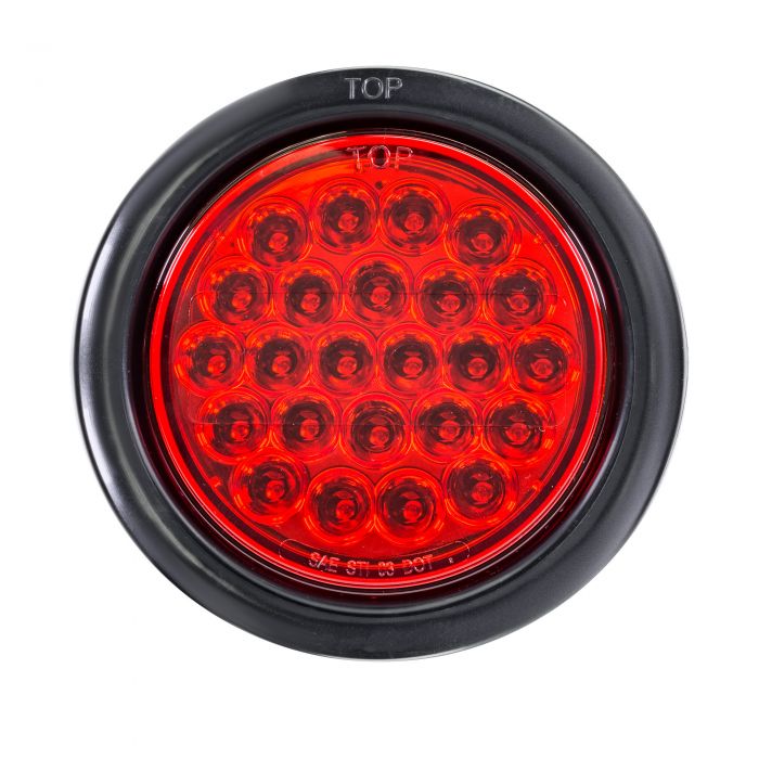 4-Inch Round Grommet-Mount Red 24 LED Tail Light - DOT FMVSS-248; SAE S2T2I6